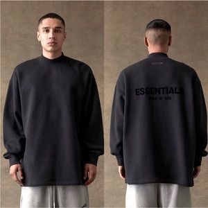 NWT Essentials Fear of God crew neck relaxed fit sweatshirt, Black, XS